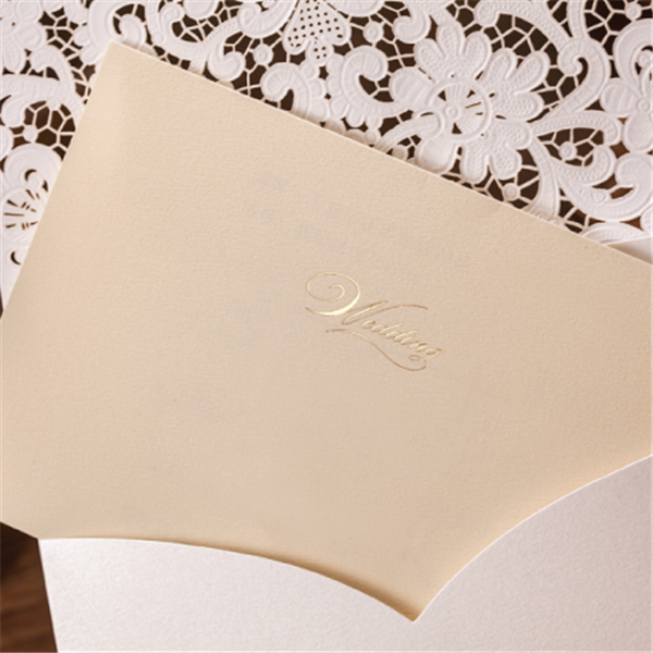 Elegant ivory lace detailed laser cut wedding invitations LC001_4