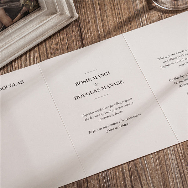 Elegant white pocket laser cut wedding invitations with lovely flowers LC029_5