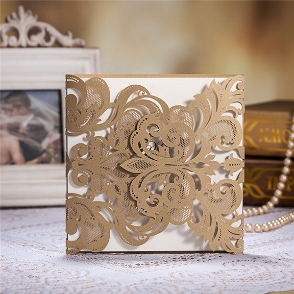 Exquisite and vintage gold laser cut wedding invitations LC006_1