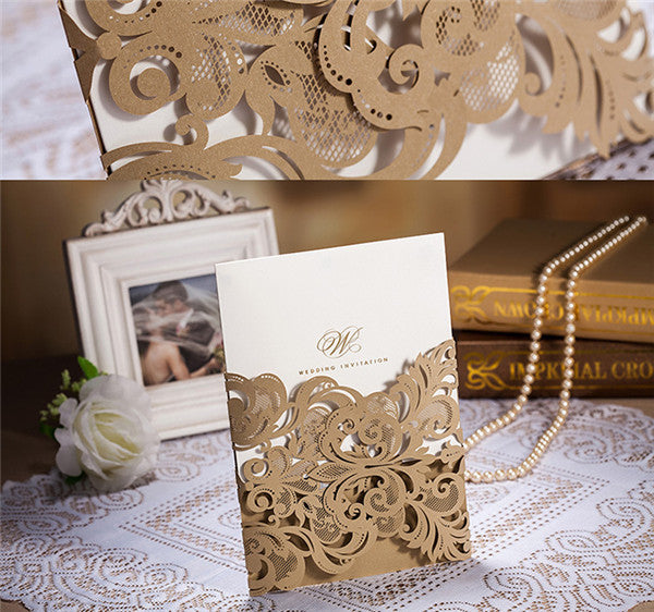 Exquisite and vintage gold laser cut wedding invitations LC006_4