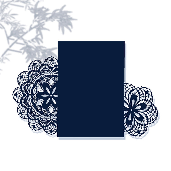 Fancy Asymmetric Navy Blue Laser Cut Wedding Invitations with Refreshing Floral Pattern Lcz057 (4)