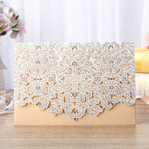 Fantastic Ivory Laser Cut Wedding Invitations with Floral Designs and Amazing Details Lcz099 (1)