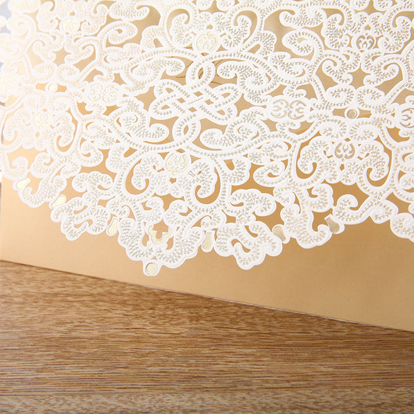 Fantastic Ivory Laser Cut Wedding Invitations with Floral Designs and Amazing Details Lcz099 (2)