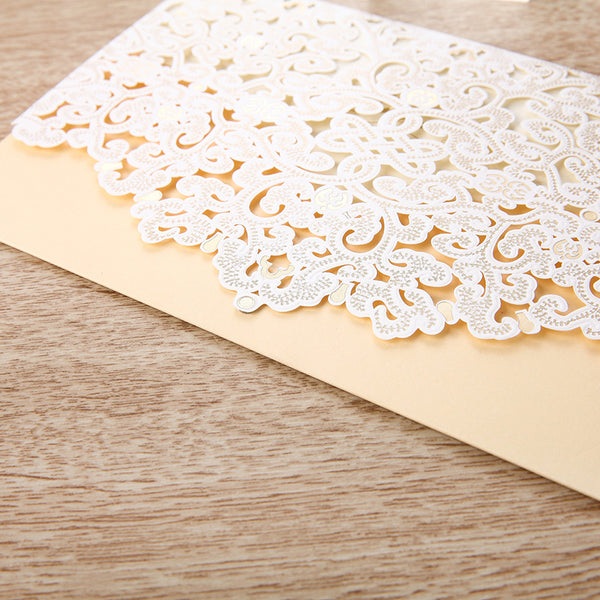 Fantastic Ivory Laser Cut Wedding Invitations with Floral Designs and Amazing Details Lcz099 (3)