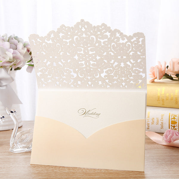 Fantastic Ivory Laser Cut Wedding Invitations with Floral Designs and Amazing Details Lcz099 (4)