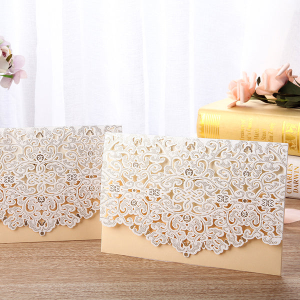 Fantastic Ivory Laser Cut Wedding Invitations with Floral Designs and Amazing Details Lcz099 (5)