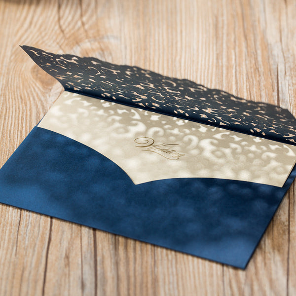 Formal Navy Blue and Gold Laser Cut Wedding Invitations with Amazing Details Lcz095 (4)