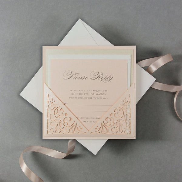 Intricate Filigree Lace Gatefold Laser Cut Wedding Invitations (4)