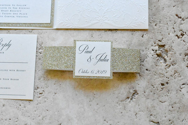 Ivory and Champagne Gold Laser Cut Wedding Invitations with Belly Band (1)