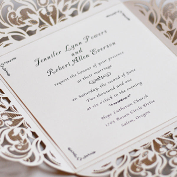 Lasercut Gatefold Lace Glitter Wedding invitations (3)