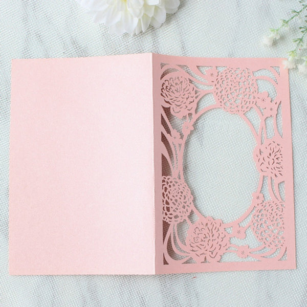 Lovely Pink Laser Cut Hollow Wedding Invitations (1)
