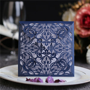 Modern and chic navy blue laser cut wedding invitations LC049_1