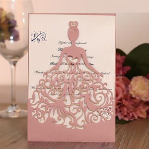 Pearl Paper Laser Cut Hollow Bride Pattern Invitation Cards