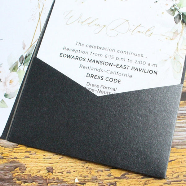 Personalized black tri-folded laser wedding invitations (3)