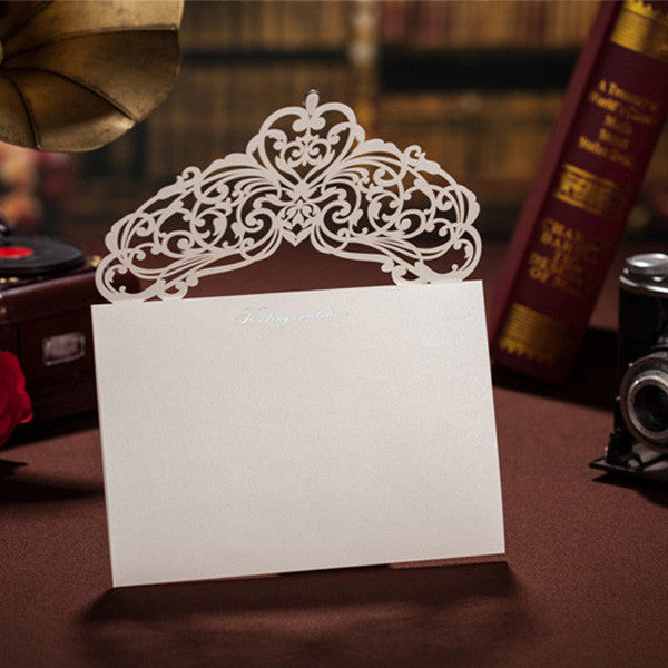 Romantic traditional ivory laser cut wedding invitations LC009_3