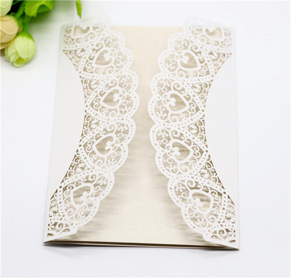 Rustic and country lace laser cut wedding invitations with hemp cord LC055_3