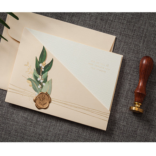 Rustic champagne pocket wedding invitations with amazing details LC073 (2)