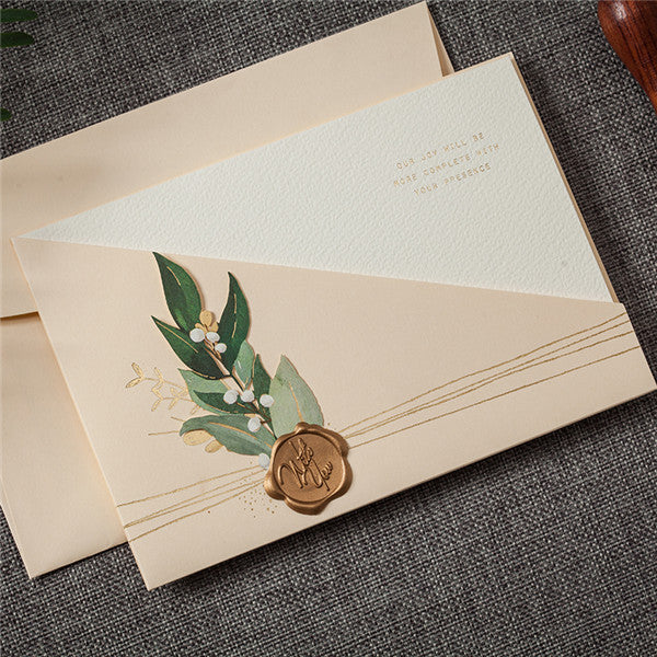 Rustic champagne pocket wedding invitations with amazing details LC073 (3)