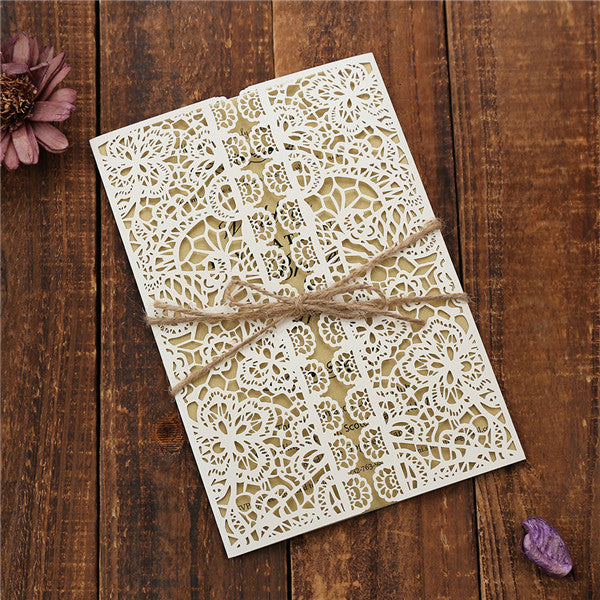 Rustic country laser cut wedding invitations with hemp cord LC041_3