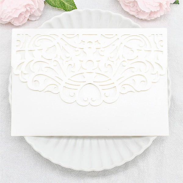 Seal Floral Laser Cut Wedding Invitations with Pockets (1)