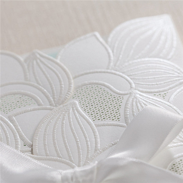 Shiny traditional white folded laser cut wedding invitations LC028_3