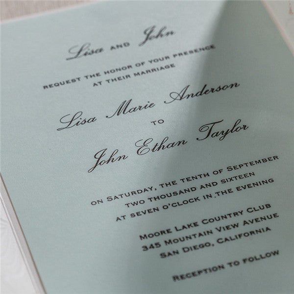 Shiny traditional white folded laser cut wedding invitations LC028_4