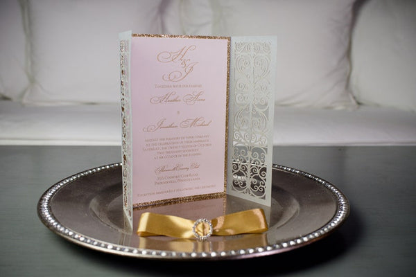 Silver Laser Cut Wedding Invitation for Spring and Summer (1)