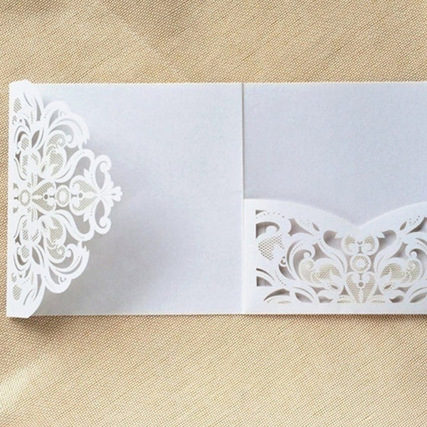 Square Flowers Tri-fold Laser Cutting Wedding Invitation Cards (2)