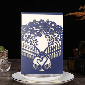 Timeless Navy Tree and Swan Laser Cut Wedding Invitations Lcz103 (1)