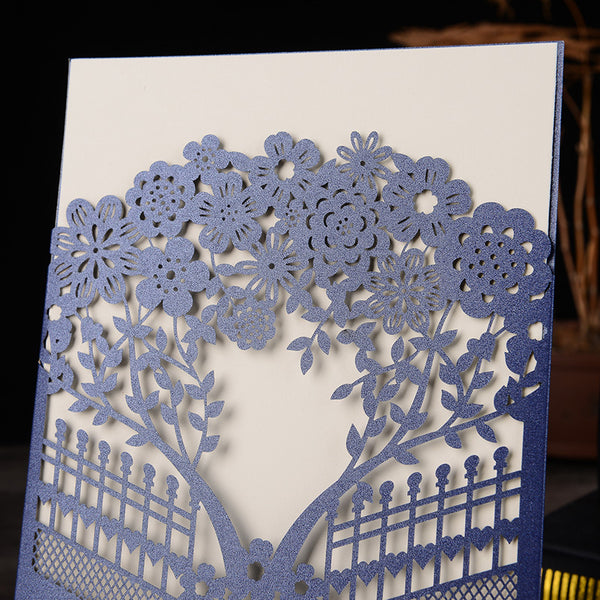 Timeless Navy Tree and Swan Laser Cut Wedding Invitations Lcz103 (3)