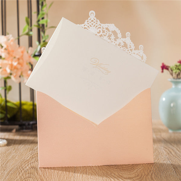 Trendy nude pink laser cut wedding invitations with ins style LC076 (2)
