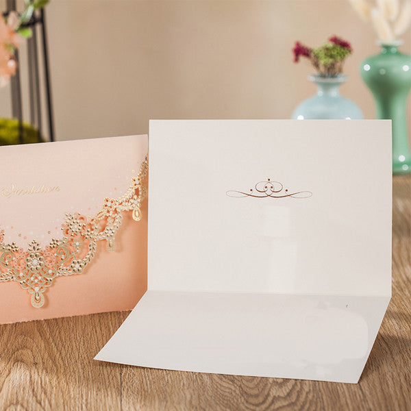 Trendy nude pink laser cut wedding invitations with ins style LC076 (6)