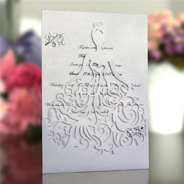 Unique laser cut wedding invitations with bride's portrait LC069_4