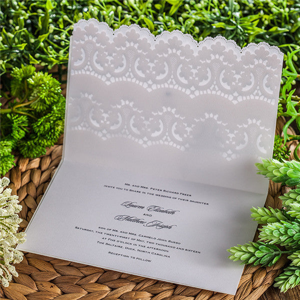 Unique white lace laser cut wedding invitations LC031_1