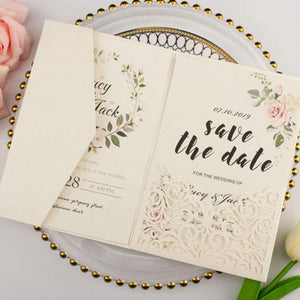 Vine Tri Fold Pocketfold Wedding Invitations Cards (1)