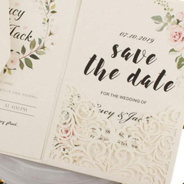 Vine Tri Fold Pocketfold Wedding Invitations Cards