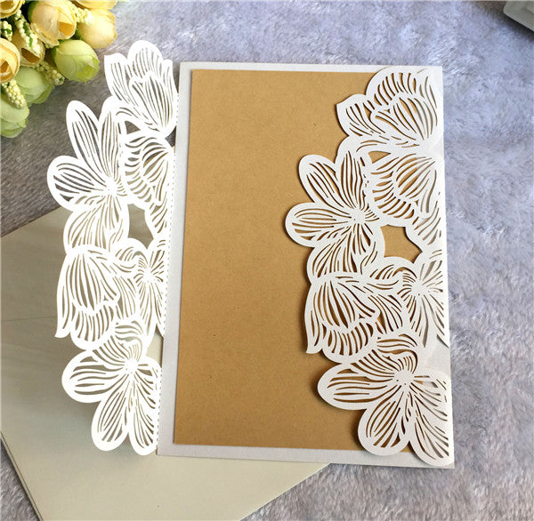 Vintage and sophisticated ivory and gold laser cut wedding invitations LC058_2