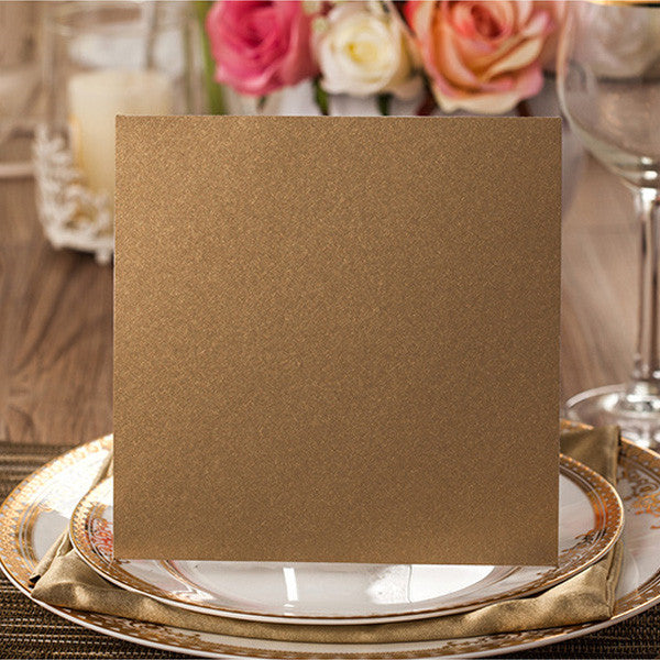 Vintage brown laser cut folded wedding invites LC019_6