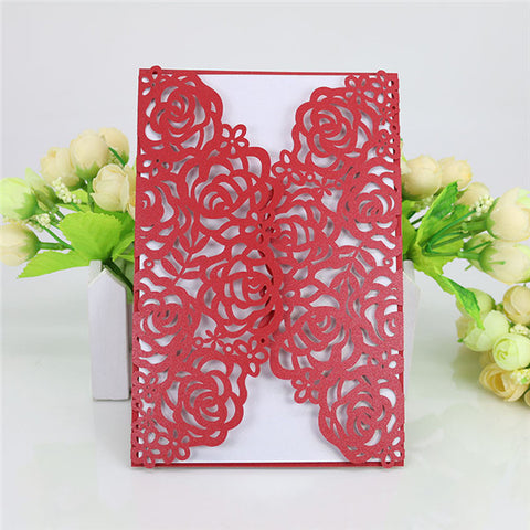 Vintage floral lace customized laser cut wedding invitations LC067_1
