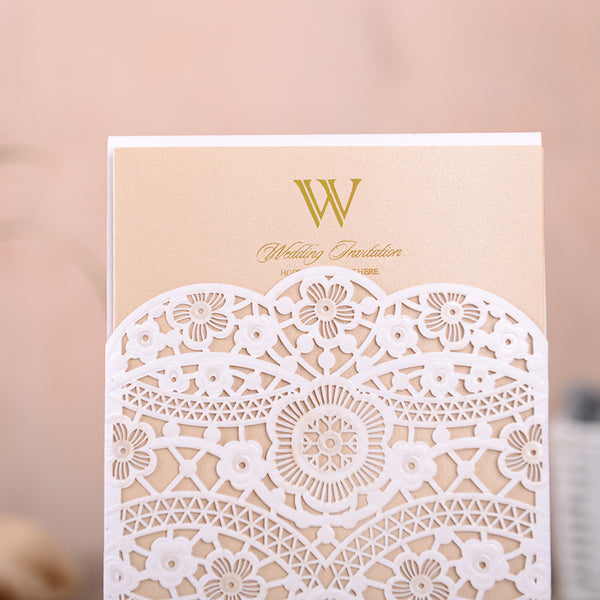 White Flower Detailed Laser Cut Wedding Invitations Lcz102 (3)