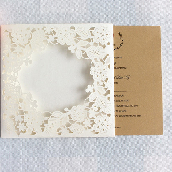 White floral rustic wedding invitation cards (1)