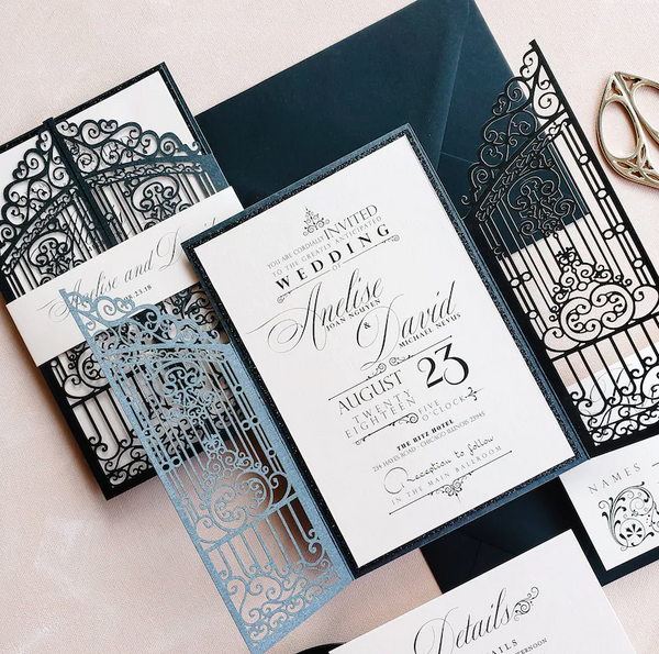 vintage gatsby laser cut Wedding invites (1)